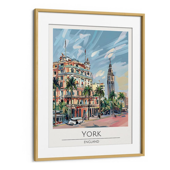 york-england travel posters in Oak Wood Frame With Mount