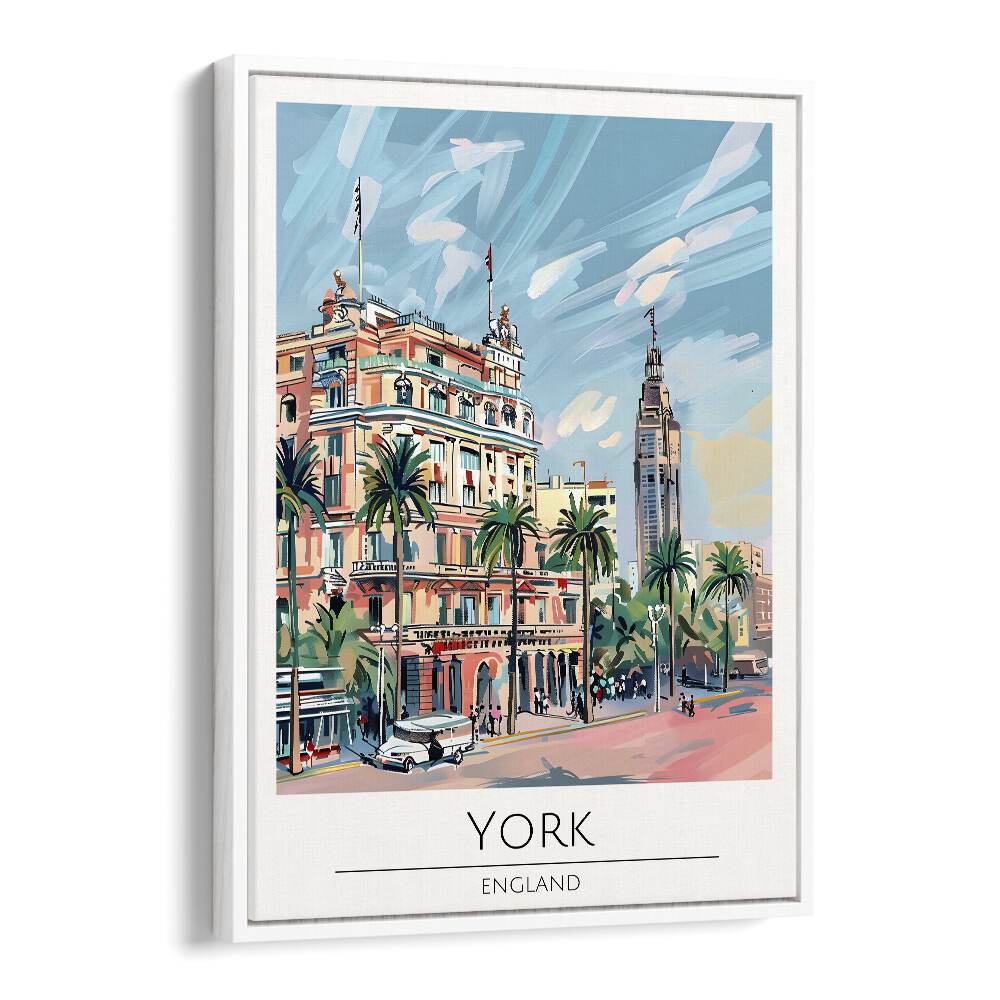 york-england travel posters in White Floater Frame