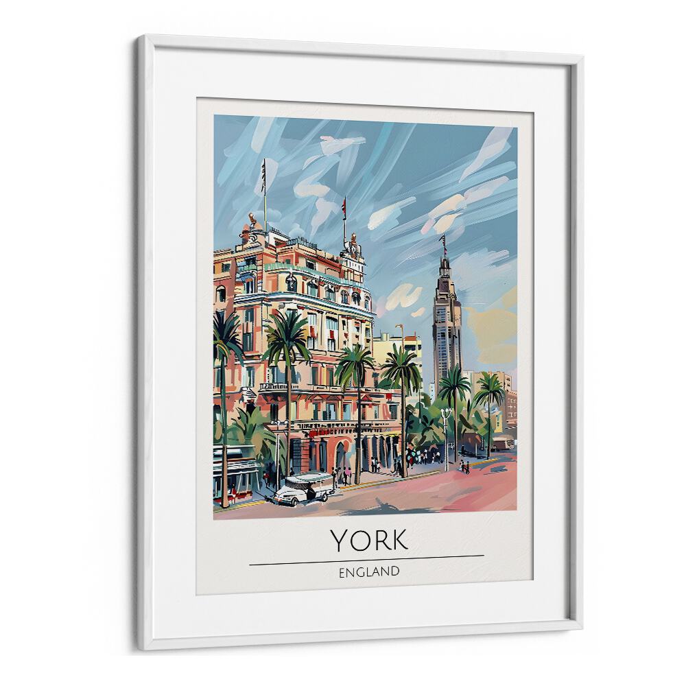 york-england travel posters in White Frame With Mount