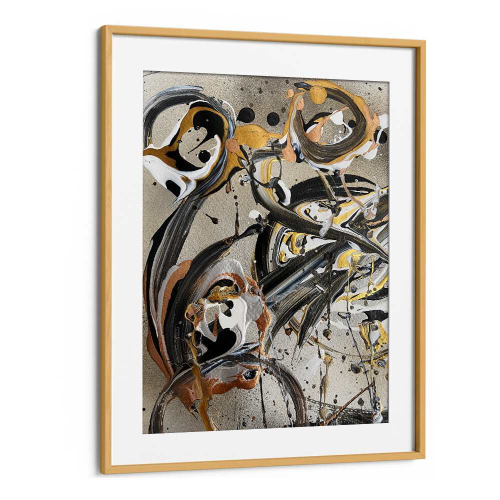 yuki i abstract paintings in Oak Wood Frame With Mount