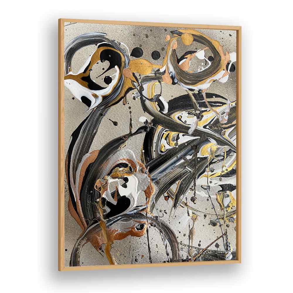 yuki i abstract paintings in Oak Wood Plain Frame