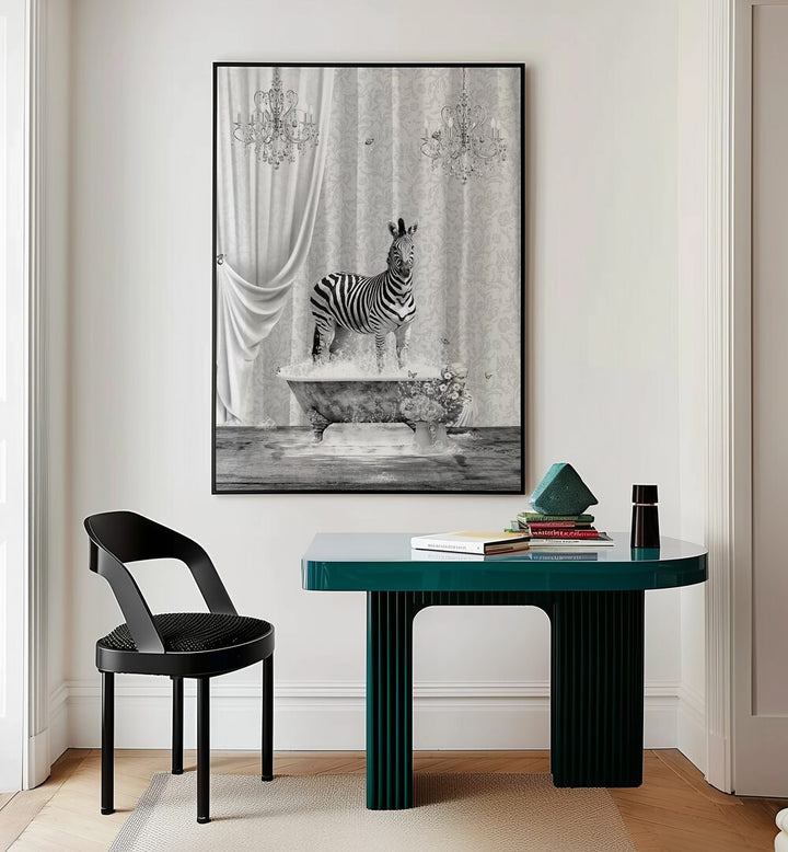 zebra a bubbles black a white by sue skellern wall art prints Artwork I placed on a wall