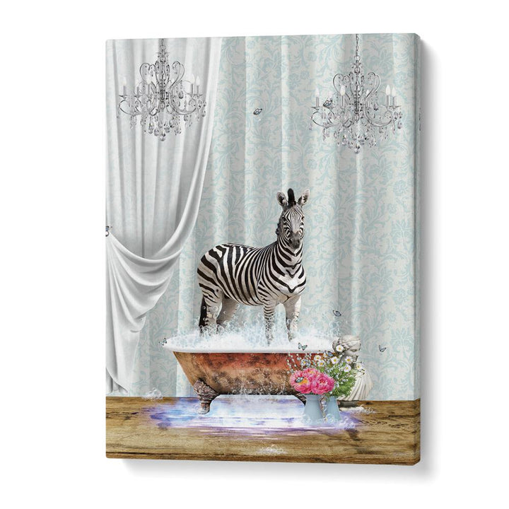 zebra a bubbles by sue skellern wall art prints in Gallery Wrap