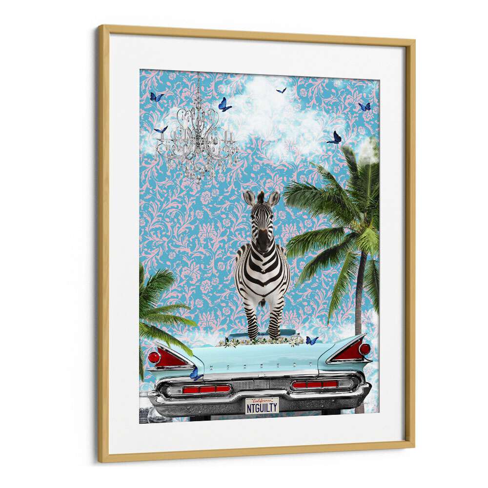 zebra california dream by sue skellern wall art prints in Oak Wood Frame With Mount